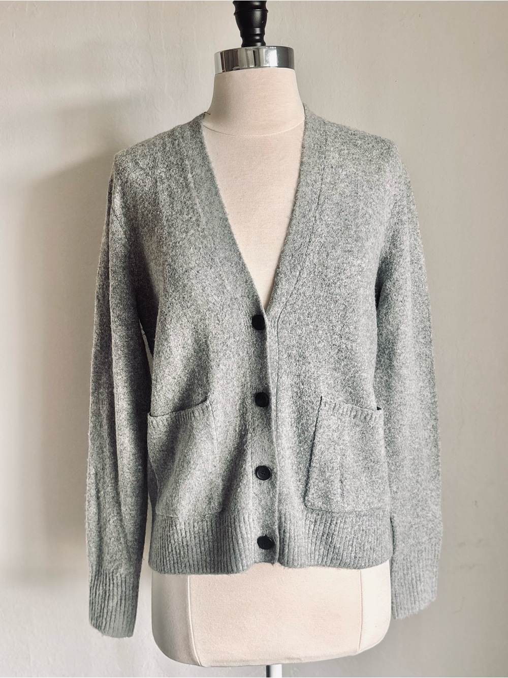 J. Crew So Soft V‑Neck Button Cardigan, Gray, Sz Small NWT